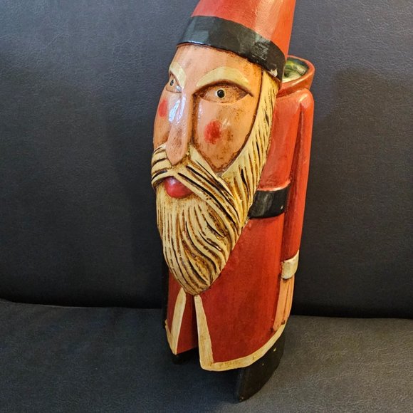 Vintage Old Carved Wood Painted Folk Art Tales Elf Santa Claus Denmark Germany - Picture 4 of 16